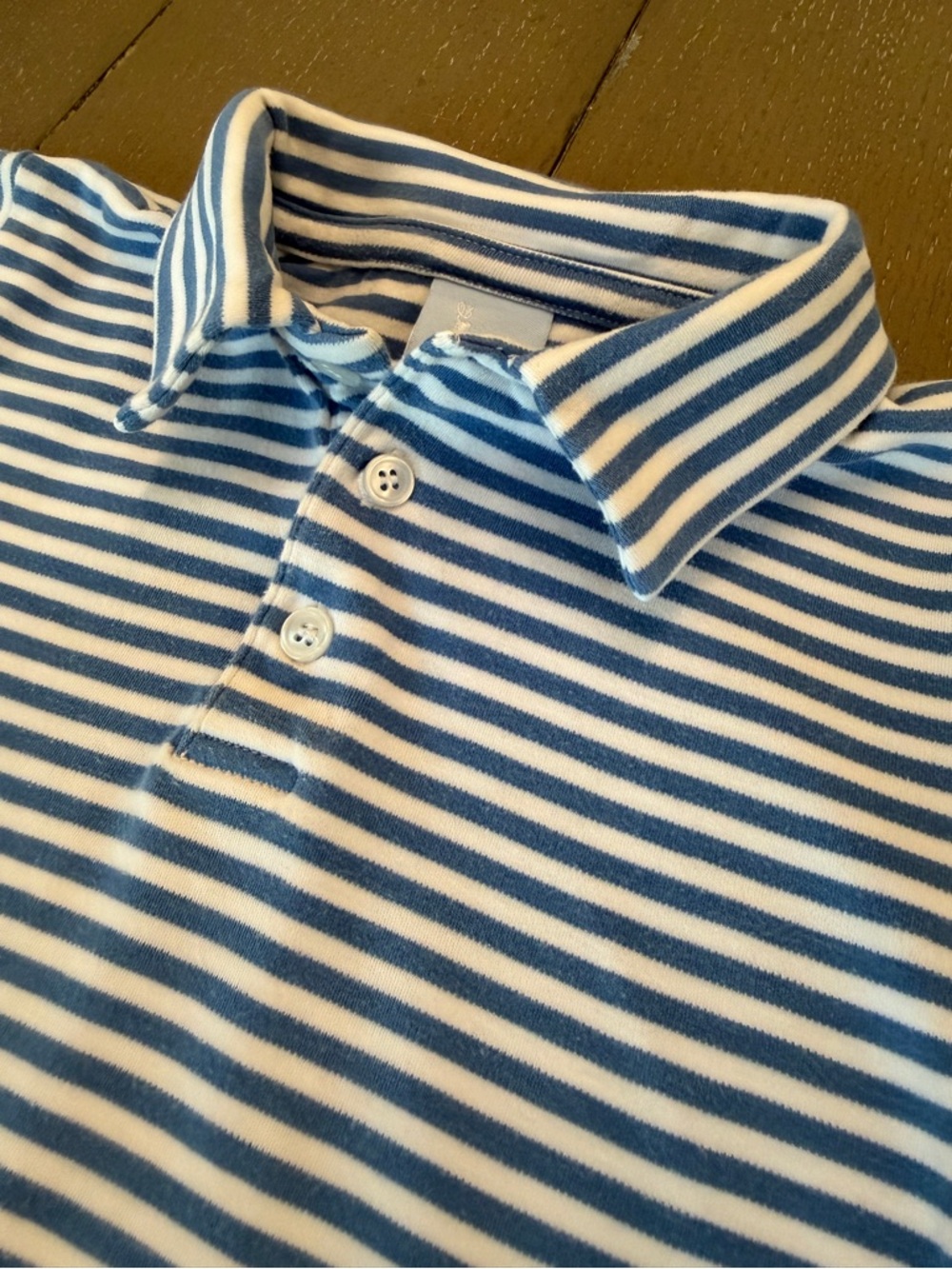 Bella Bliss Boys’ Short-Sleeve Preppy Blue Stripe Cotton Polo Shirt • Size 6 (S) - Picture 10 of 11